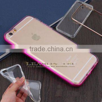 tpu+metal bumper case for iPhone 6, for iPhone 6 frame and transparent tpu panel