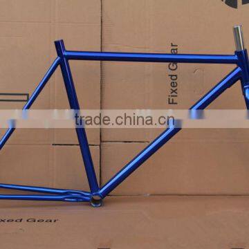 Chrome blue fixie frame hi-ten steel fixie gear frame for steel fixie gear frame bikes