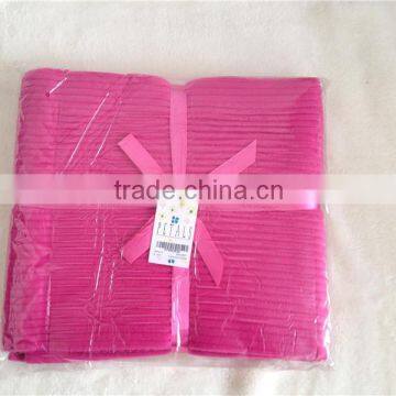 High quality solid color fleece throw blanket in six colors gift set packing factory directly low price