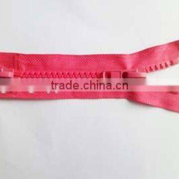 8# plastic resin zipper two way open end double slider zipper winter coate zipper slider