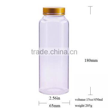 15oz liquid glass bottle, custom liquid containers large with metal lid