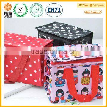 Eco-friendly customized durable checked dot handing cooler bags