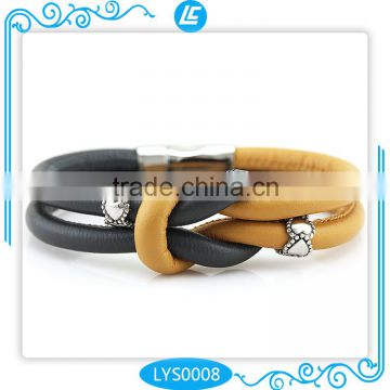 6mm*21cm Double Wraps Sheep Leather Bracelet with Magnetic Clasp Bracelet in Mix Colors