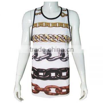 full body printed men's tank top fancy tank top for men