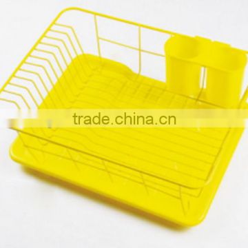 Designer OEM yellow wooden dish drainer