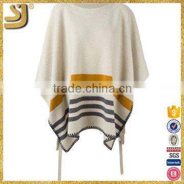 Brand women cashmere stripe poncho sweater fashion design