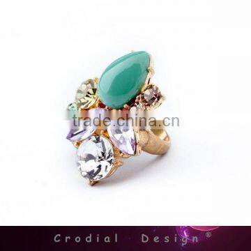 2014 Cheap Fashion Jewelry Color Crystal Clear Rhineston Gold Ring Jewelry For Women