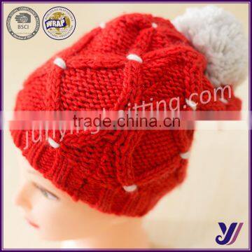 Factory China winter wool felt acrylic knitted hats pom pom can be customized)