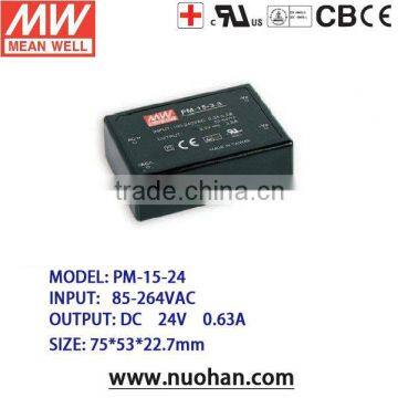 Meanwell 15W 24v switching power supply PM-15-24 medical approved power supply 15w 24v