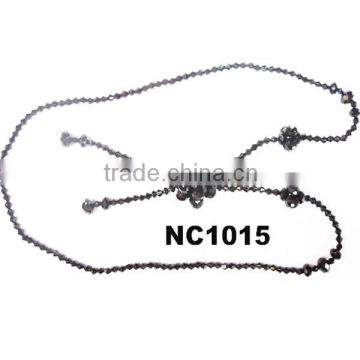 fashion long black natural crystal bead costume crystal necklace