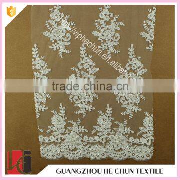 HC-5845-1 Hechun Acrylic Beaded Stones Guipure Bridal Lace Fabric for Wedings Dress