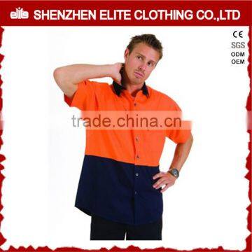 custom button up work two tone work shirt short sleeve hi vis