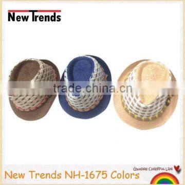 Fashion Man Geometry Style Straw Tied Fedora Hat