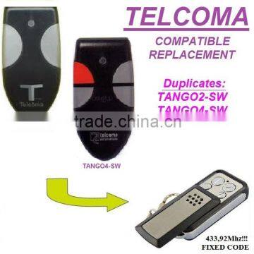 TELCOMA TANGO2-SW,TANGO4-SW universal remote control replacement 433,92MHZ FIXED CODE