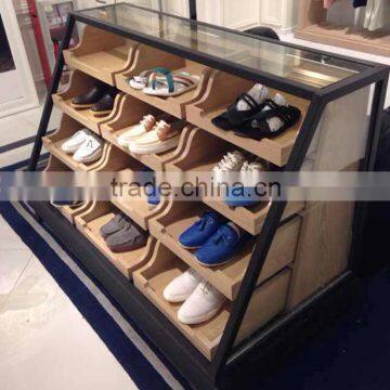 OEM metal glass shoe stand display table/display racks