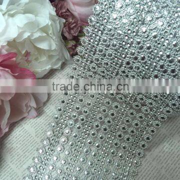 4.75"x1yd Silver Flower Faux Diamond Mesh Wrap Crystal Rhinestone Wedding