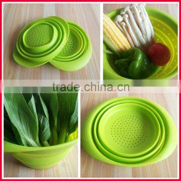 Hot sale silicone washing basket, foldable drain basket