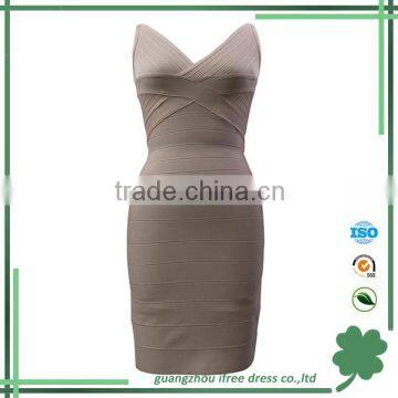 Classical design simple light pink bandage dress woman dress