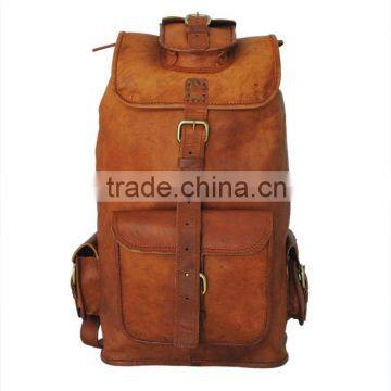 Pure leather handcrafted genuine men leather laptop backpacks and rucksacks canvas