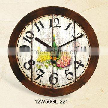 12 inch luxury antique eco friendly wood american style clock(12W56BR-221)