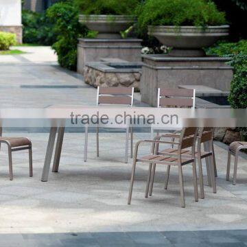 outdoor brushed aluminum table Set furniture / garden polywood table set