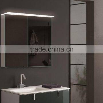 Dubai Luxury LED Illuminted bathroom cabinet with double sided mirror doors with shaver socket