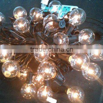 25' Commerical C7 Christmas Light Socket Set - 12" Spacing 18 Gauge Black Wire