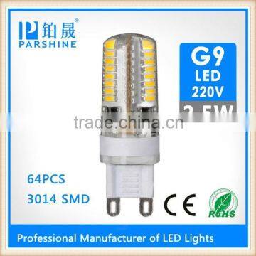 2015 China supplier 220v G9 3W led light bulb warm white