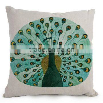 45*45cm Real High Qulity Peacock Sofe Cushion Covers Decorative Vintage Blue Linen Square Cushion Cover 18" Christmas Gift