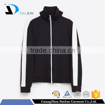 Guangzhou Daijun Oem 100% cotton white stripe high neck Zipper up sweatshirts for men