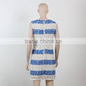 Latest Net Dress Blue and White Stripe Dress Fitness Dress for Girl Woman Summer Dress photo-3
