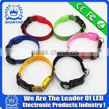 2015 Hot Selling Christmas LED Eembroidered Ppet Collar With Leopard