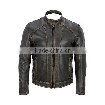 OXFORD HIGHWAY LEATHER MOTORCYCLE JACKET,Mens Sleeve Striped Semi Moto Leather Jacket,Strips Red Motorcycle Leather Jacket