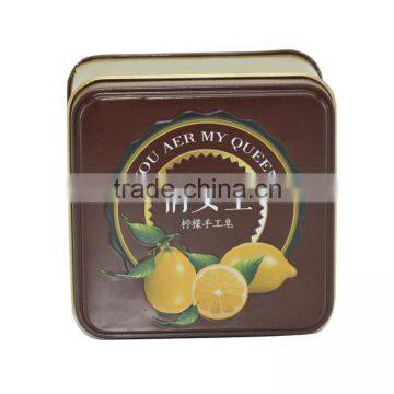 Square metal soap tin box