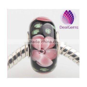 2014 new design big hole lampwork hollow glass beads