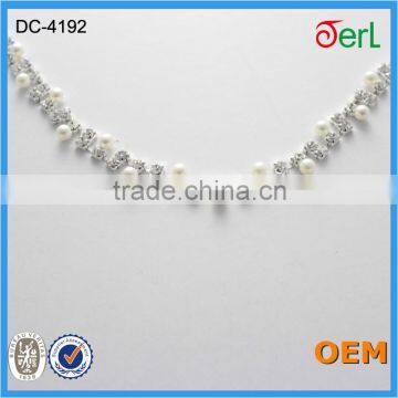 New arrival! glass rhinestone crystal cup chain with pearl for wholesale