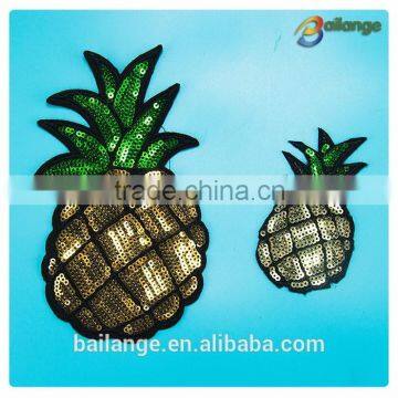 sequin sparkly glitter pineapple iron-on sew-on patch applique motif badge