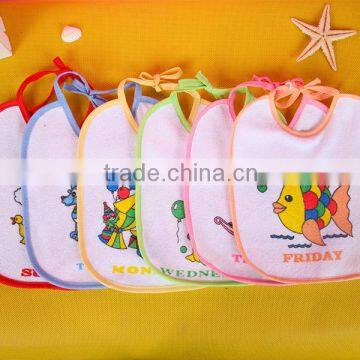 2015 Hot Selling 100% Cotton Terry Towel Fabric Girl Boy cotton baby bandana bibs