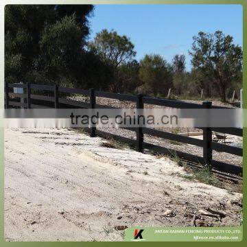 4-rail Non color fade and strong UV protected ASA black color material coated PVC ranch horse use post and rail farm fence