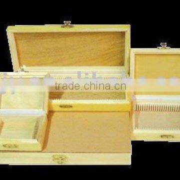 on sale 100pcs student microscope slides blank wooden storage box