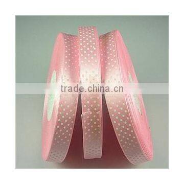 Silk screen printing/Heating transfer printing new charm satin ribbon bow with polka dots pinkK~