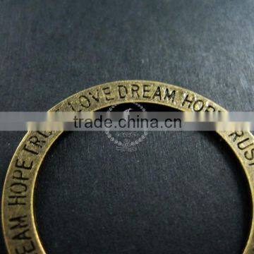 35mm Vintage Style Bronze Plated Alloy Round Circle Hope Trust Love Dream Engraved Pendant Charm DIY Supplies 1810203 photo-4