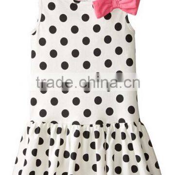 Kids Clothes Manufacturer Polka Dots Print Bow tie Cute girls dresses