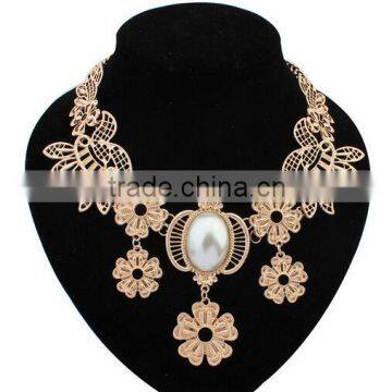 New Luxury Acrylic Stone Flower Choker Fashion Lady Chain Statement Jewelry Imitation Necklace