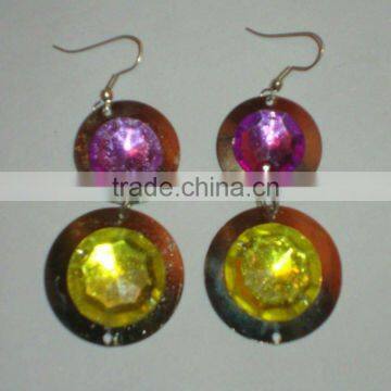 Metal With Glass Beads Earring