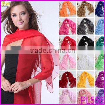 2014 Summer Colourful Ladies Solid Color Silk Scarf Thin Soft Long Shawl Wraps & Pashmina Scarves Wholesale