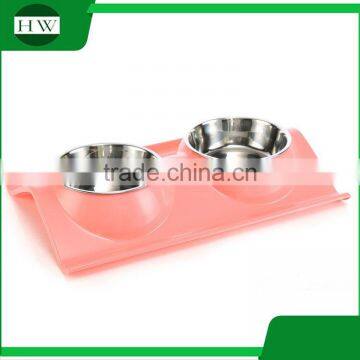 Pet Accessories Eco Plastic Stainless Steel Anti Slip Leak Proof Double Cat Dog Pet Feeder Water Food Bowl photo-3