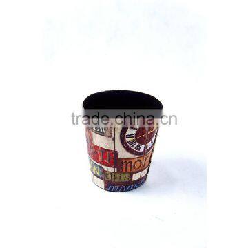 Hot Sale Waste Bin Roma Clock Print Faux Leather Trash Can photo-3