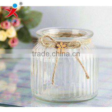 Vertical stripes glass vase Transparent hydroponic flower implement/European American country style vessel/money plant flower po