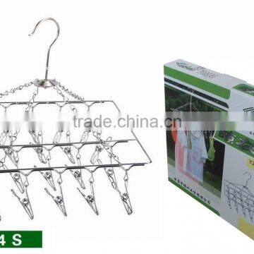 Stainless Steel Metal Clothes Hanger Socks Hanger Folding Drying Rack Hanger photo-3